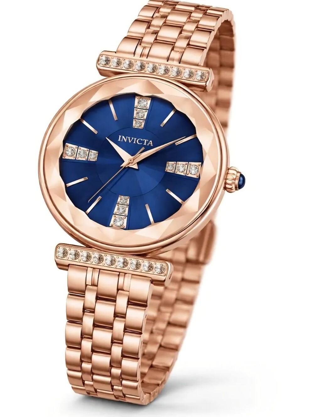 Invicta Wildflower Rose Gold-Tone Watch – Blue Dial & Crystal Accents